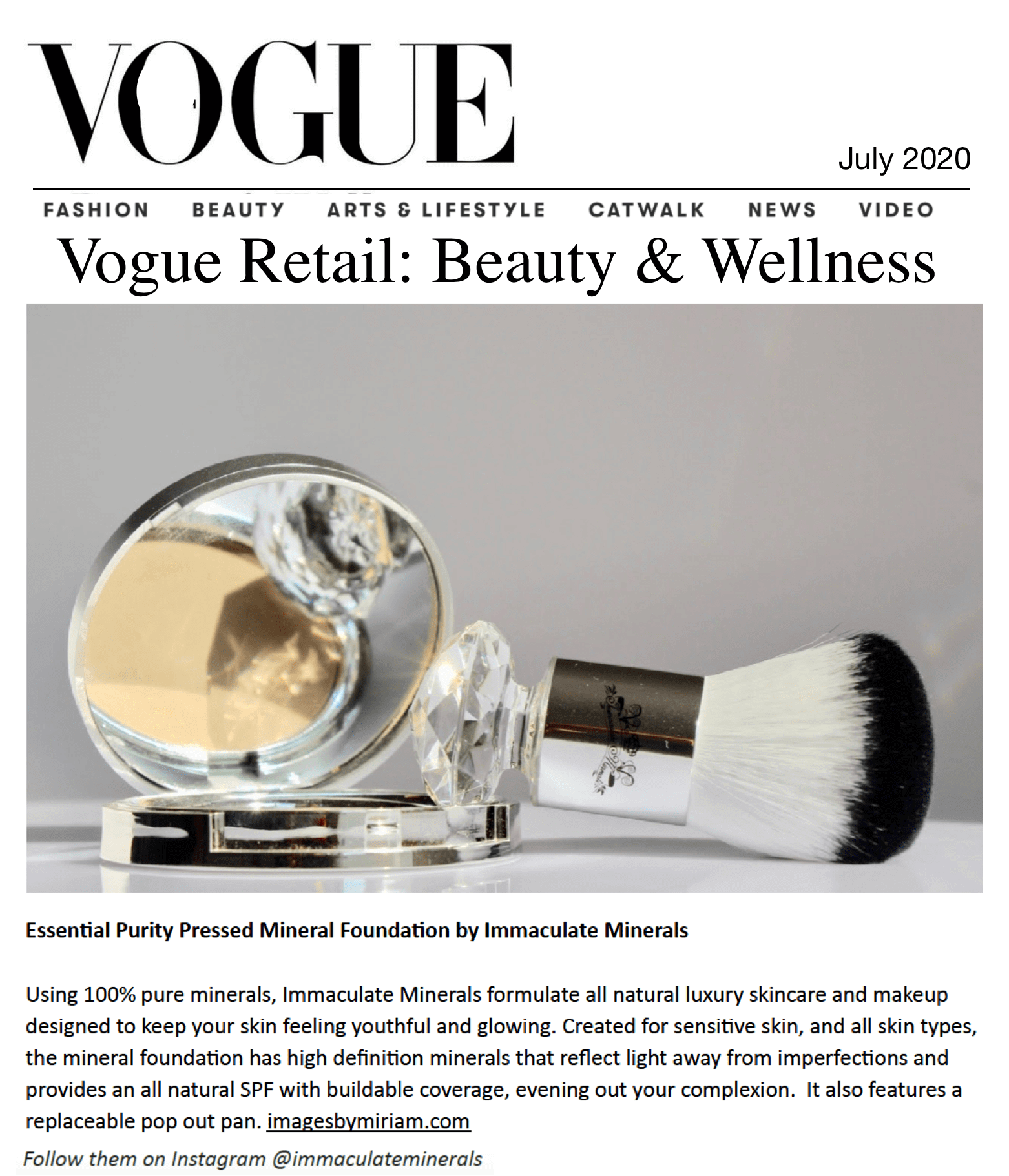 Foundation Makeup in Vouge - All Natural Pressed Minerals - Images by Miriam
