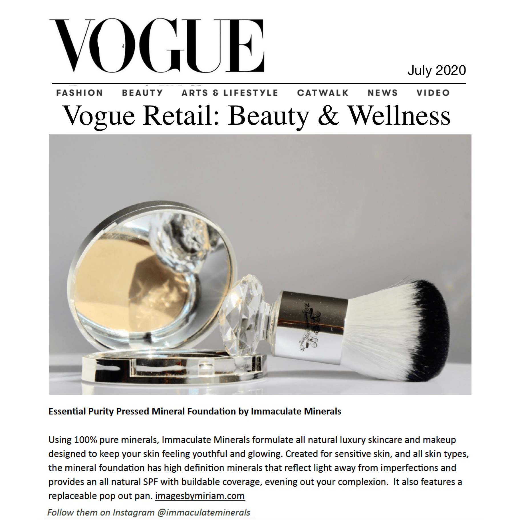 Foundation Makeup in Vouge - All Natural Pressed Minerals - Images by Miriam