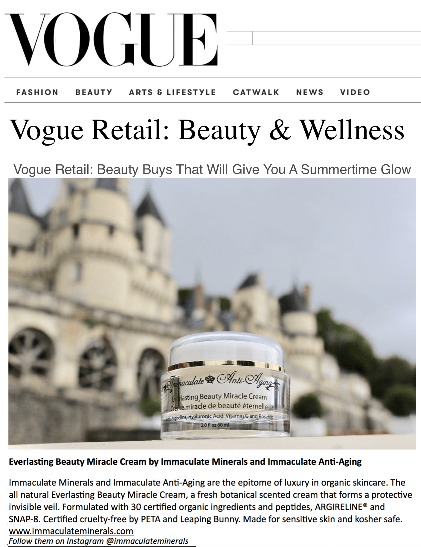 Everlasting Beauty Miracle Cream - In Vogue - Immaculate Anti-Aging®